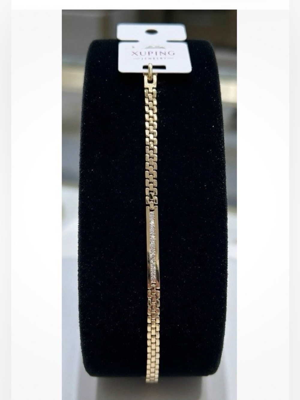 7.6” Bracelet XUPING Gold plated 18k Bar Link with crystals